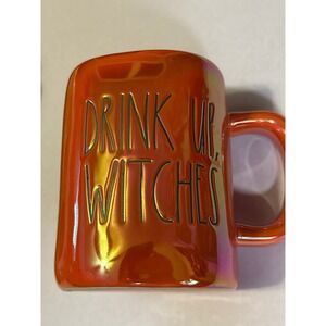 Rae Dunn 'Drink Up‎ Witches' Iridescent Orange Mug Halloween NWOT 2021